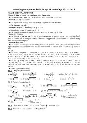Ðề cương ôn tập môn Toán 11 học kì 2 năm học 2012 2013